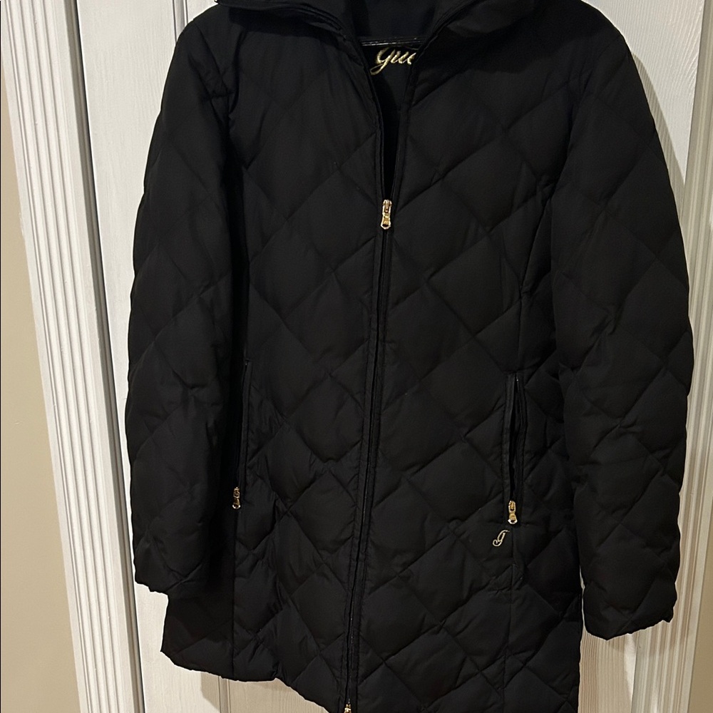 Guess Black Quilted Puffer Coat